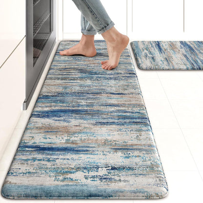 Anti Fatigue Kitchen Mats for Floor, Abstract Farmhouse Kitchen Rugs