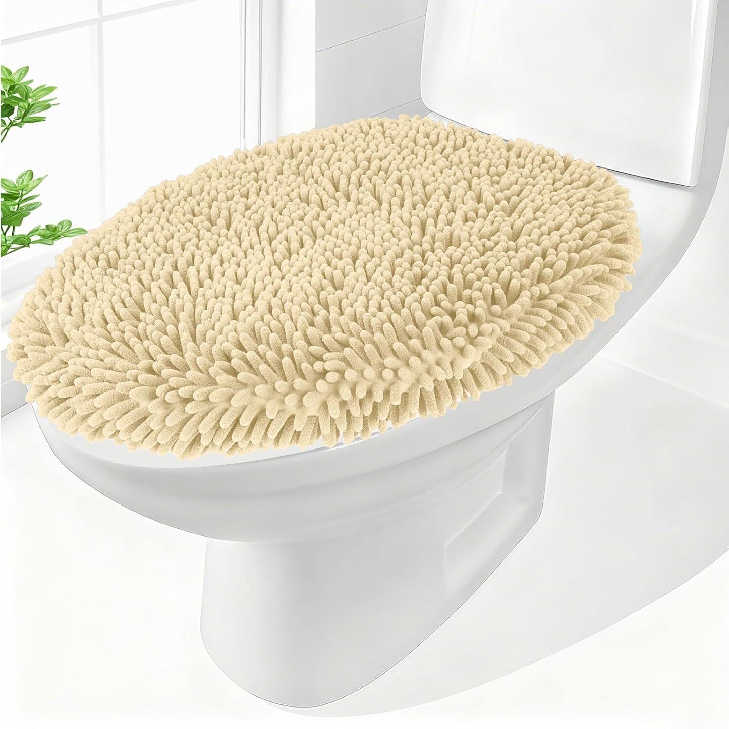 Elongated Toilet Seat Cover ,Adjustable Rubber Backing
