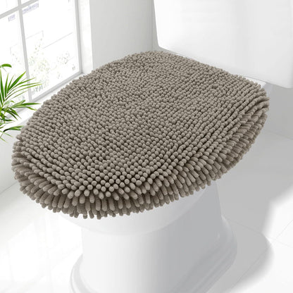 Soft Chenille Bathroom Toilet Lid Cover, Machine Washable Covers