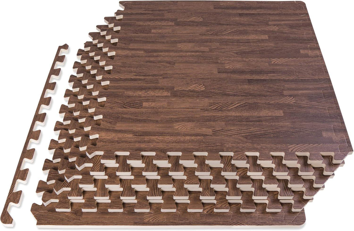 Wood Grain Puzzle Mat ½-inch, 6 EVA Foam Interlocking Floor Tiles