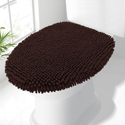 Soft Chenille Bathroom Toilet Lid Cover, Machine Washable Covers