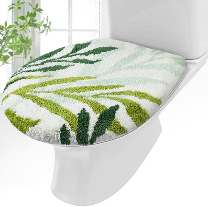 Bathroom Toilet Lid Cover Soft Microfiber, Plush Tufted Toilet Seat