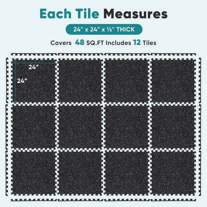 Interlocking Foam/Rubber Floor Tiles, Gym Flooring for Home Gym Mat