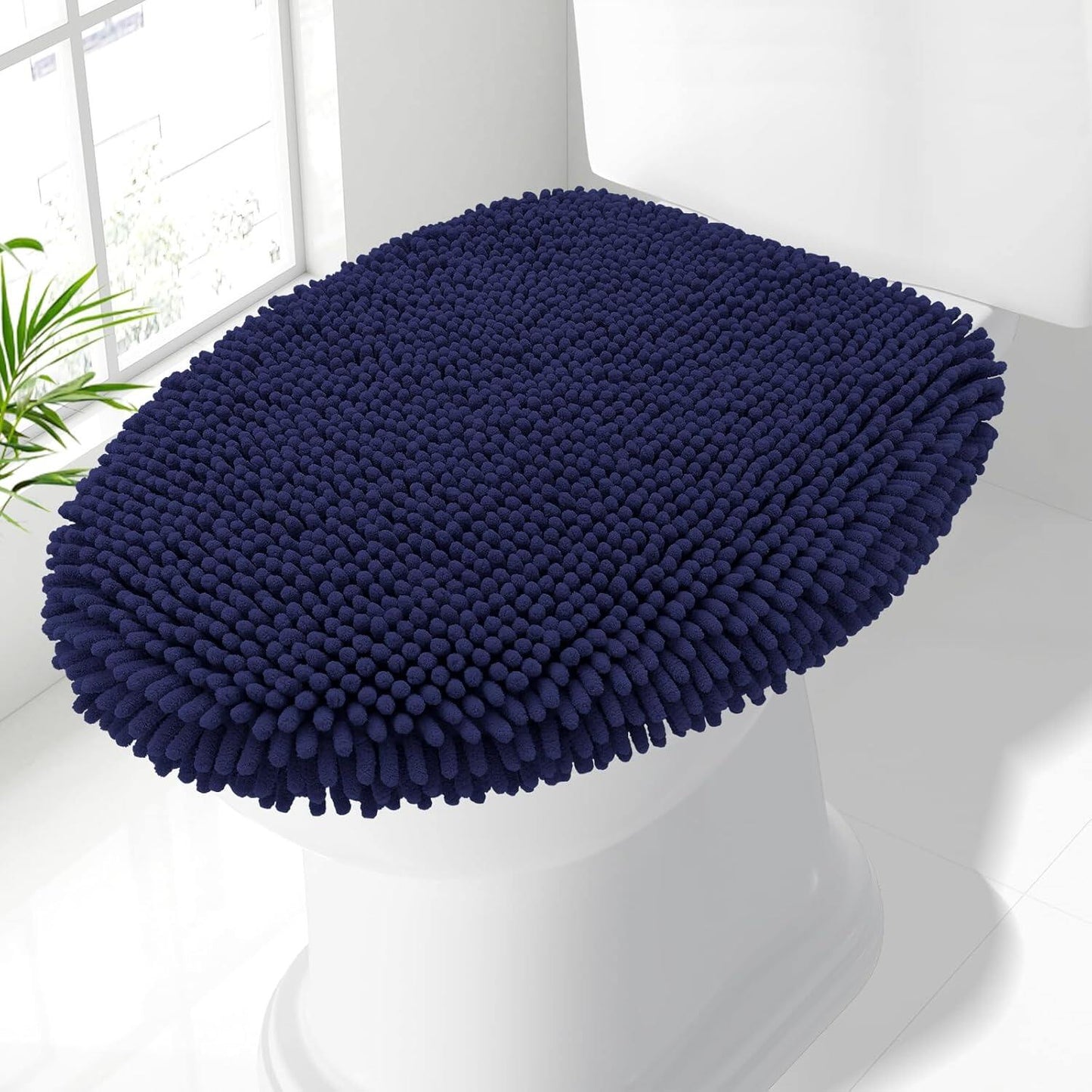 Soft Chenille Bathroom Toilet Lid Cover, Machine Washable Covers