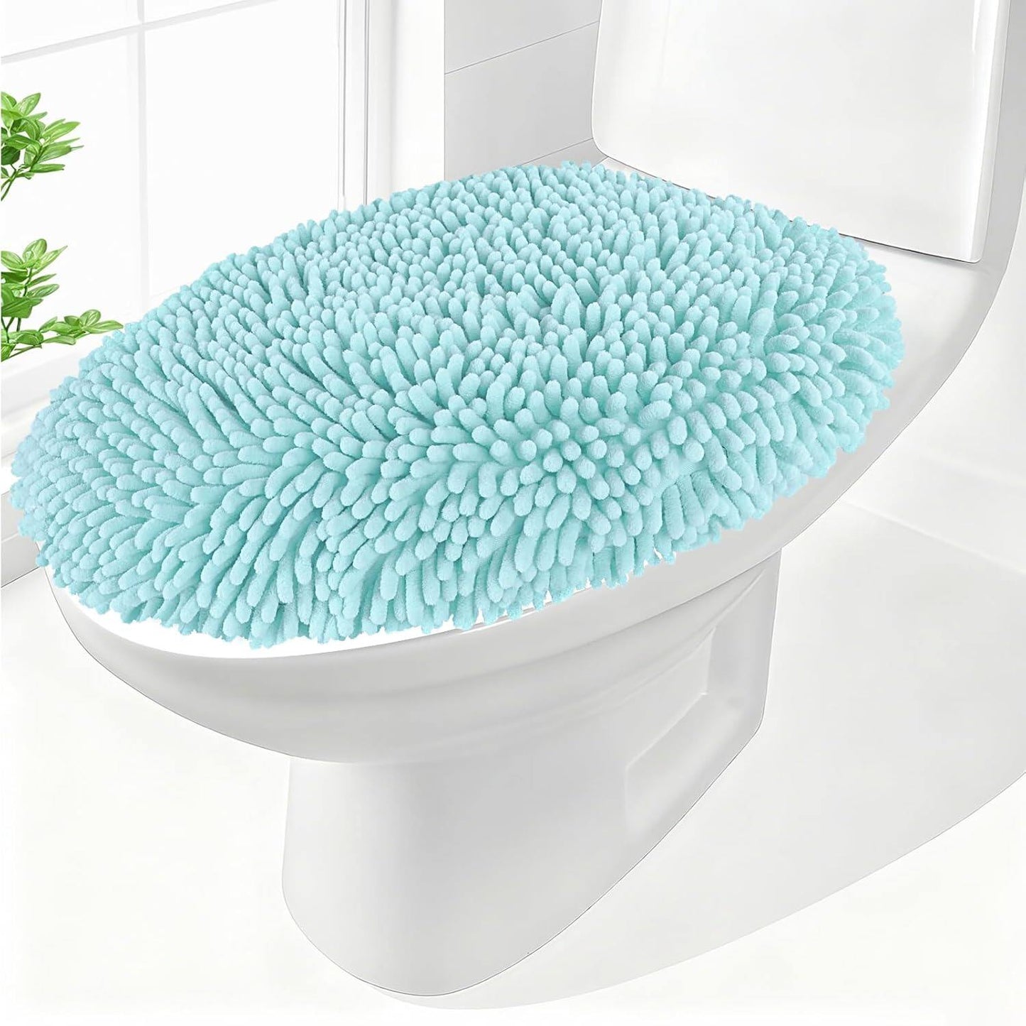 Elongated Toilet Seat Cover ,Adjustable Rubber Backing