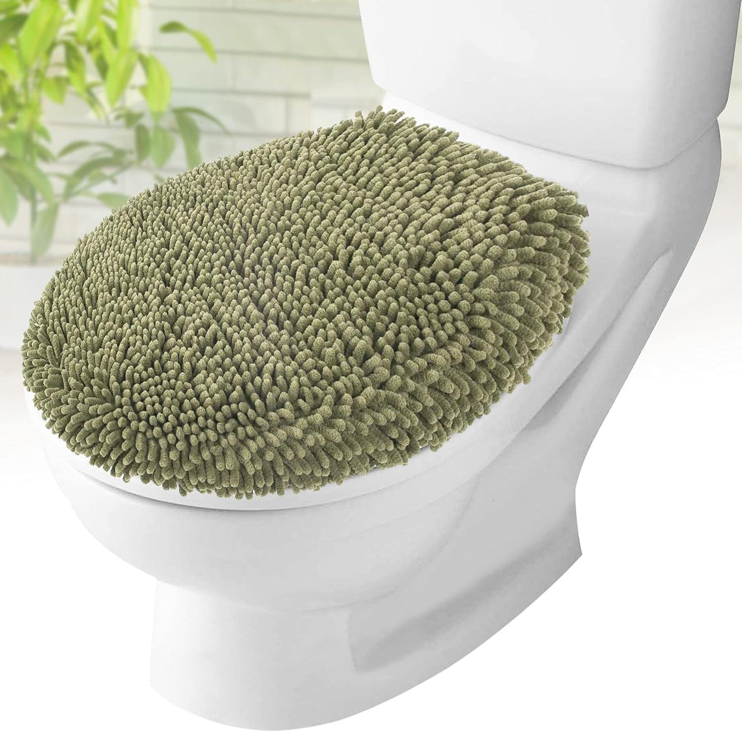 Toilet Lid Cover - Plush Microfiber Oval Toilet Seat Covers for Bathroom