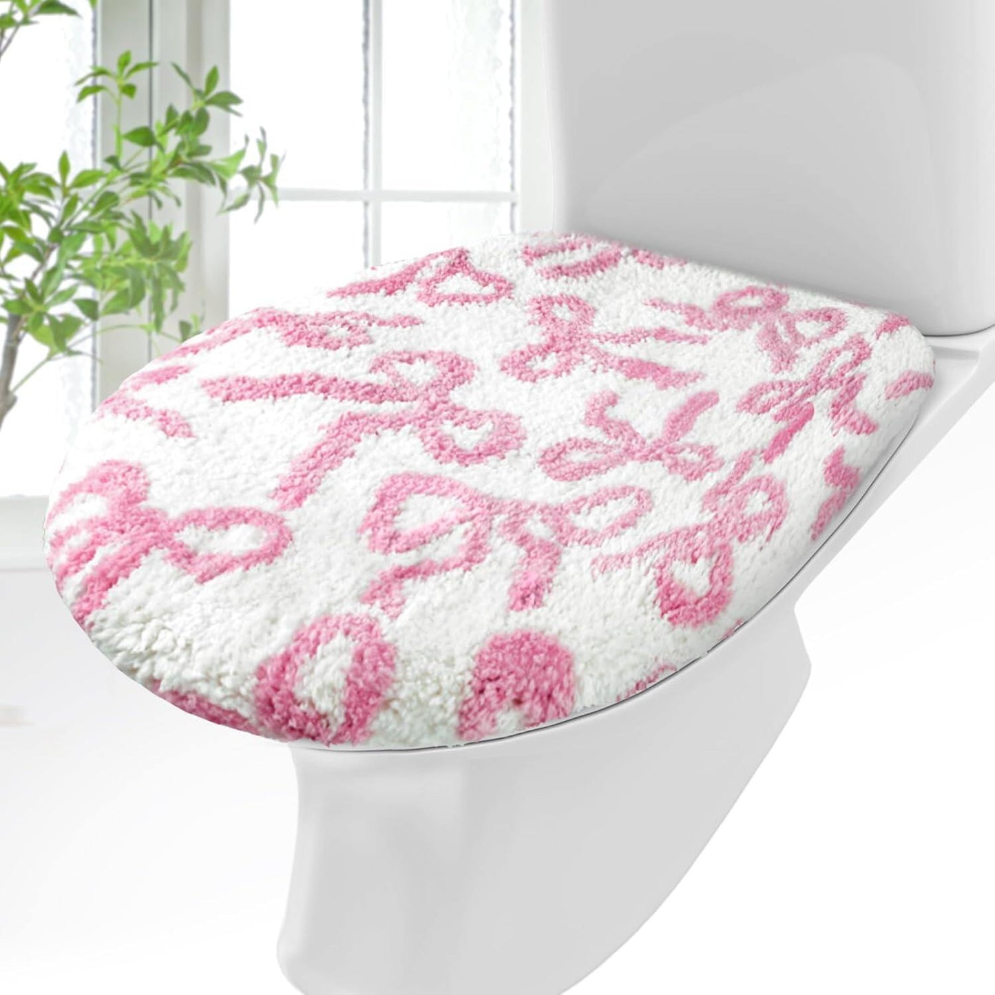 Toilet Lid Cover Washable Cute Plush Toilet Cover