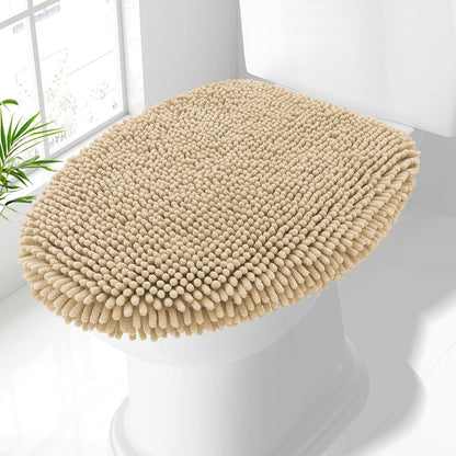 Soft Chenille Bathroom Toilet Lid Cover, Machine Washable Covers