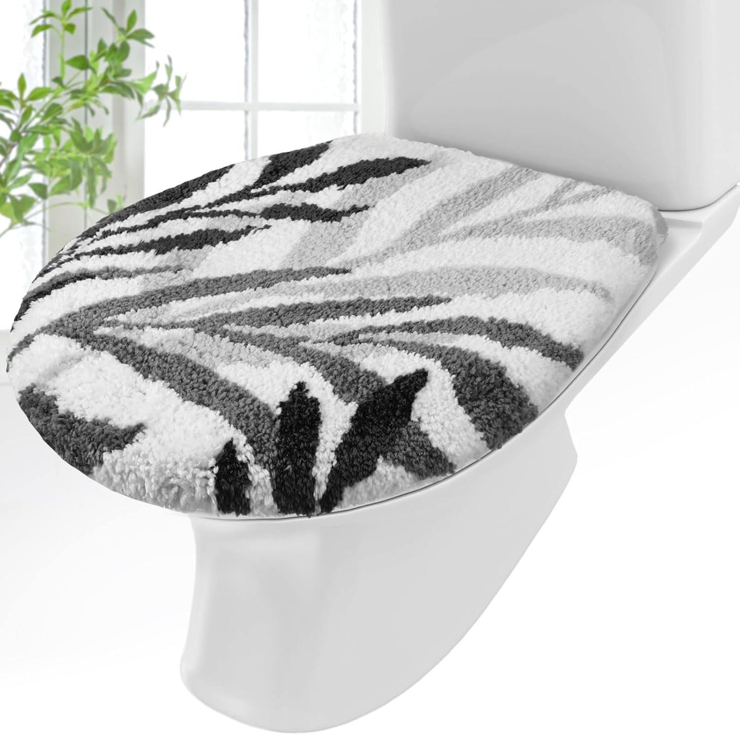 Bathroom Toilet Lid Cover Soft Microfiber, Plush Tufted Toilet Seat